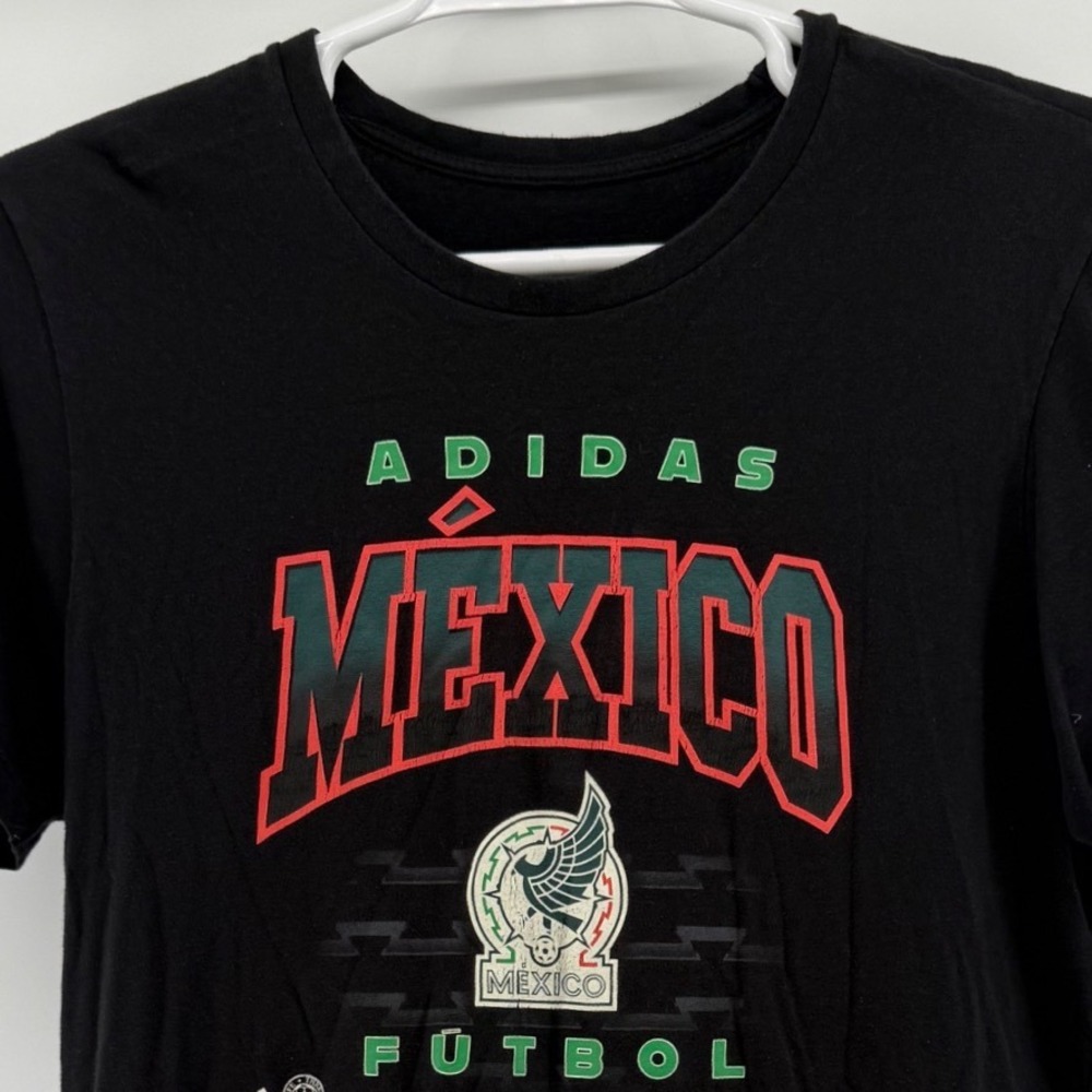 Adidas Mexico Futbol Soccer Graphic T-Shirt Mens Large Black Short Sleeve Tee